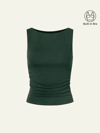 Oglmove Boat Neck Bra Tank Top In Deep Bush