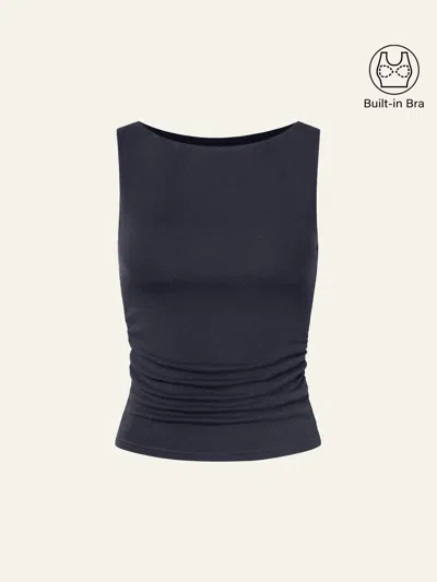 Oglmove Boat Neck Bra Tank Top In Navy