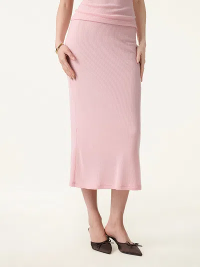 Oglmove Breathable Stretchy Ribbed Midi Flare Skirt