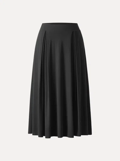 Oglmove Breezy Drapey Midi Skirt In Black