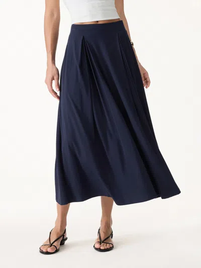 Oglmove Breezy Drapey Midi Skirt In Blue