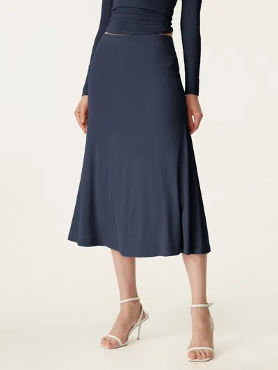 Oglmove Breezy Pull-on Mermaid Midi Skirt In Blue