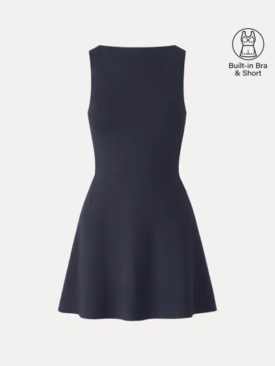 Oglmove Classy Boatneck Fit-and-flare Mini Bra Dress
