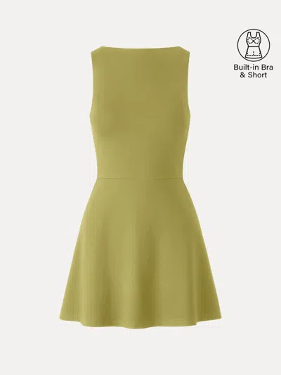 Oglmove Classy Boatneck Fit-and-flare Mini Bra Dress