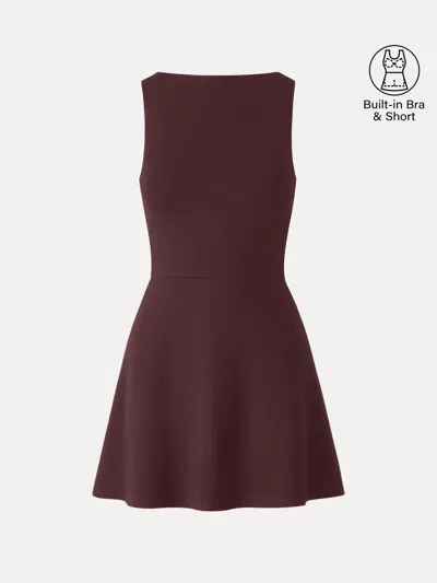 Oglmove Classy Boatneck Fit-and-flare Mini Bra Dress In Red