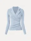 Oglmove Collared Surplice Top In Blue