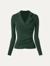 Oglmove Collared Surplice Top In Deep Bush