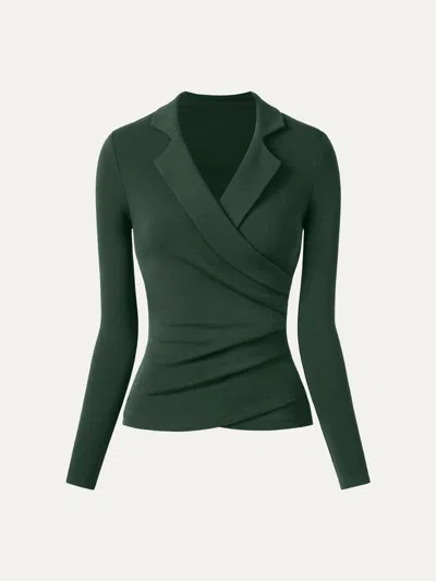 Oglmove Collared Surplice Top In Deep Bush