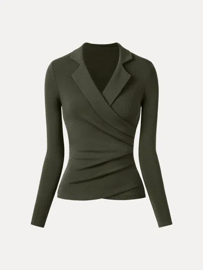 Oglmove Collared Surplice Top In Green
