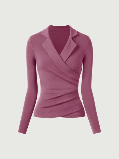 Oglmove Collared Surplice Top In Pink