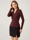 Oglmove Collared Surplice Top In Ruby