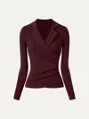 Oglmove Collared Surplice Top In Ruby Red