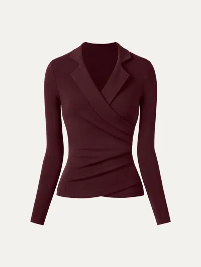 Oglmove Collared Surplice Top In Ruby Red