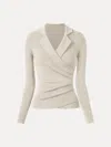 Oglmove Collared Surplice Top In White