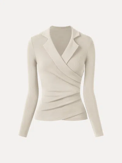 Oglmove Collared Surplice Top In White