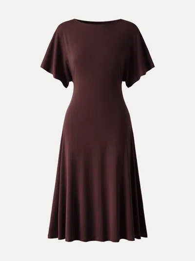 Oglmove Cooling Flowy Mid-length Sleeve Summer Midi Dress In Red