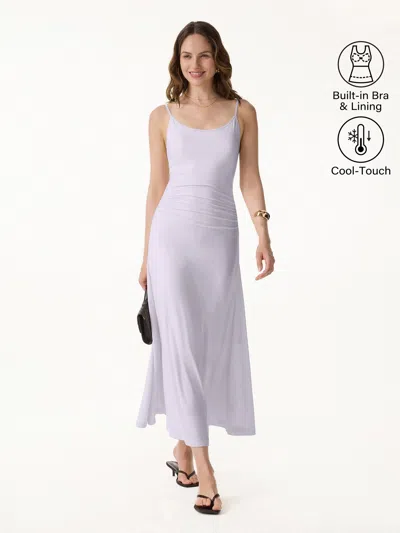 Oglmove Cooling Lyocell Adjustable Spaghetti Strap Ruched Maxi Bra Dress In Purple