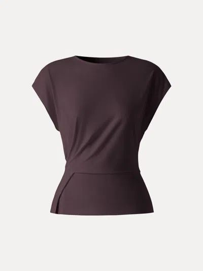 Oglmove Cooling Ponte Relaxed Round Neck Tucked Top In Brown