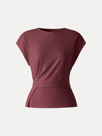 Oglmove Cooling Ponte Relaxed Round Neck Tucked Top In Purple