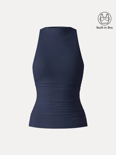 Oglmove Cooling Ruched Sleeveless Bra Tank In Blue