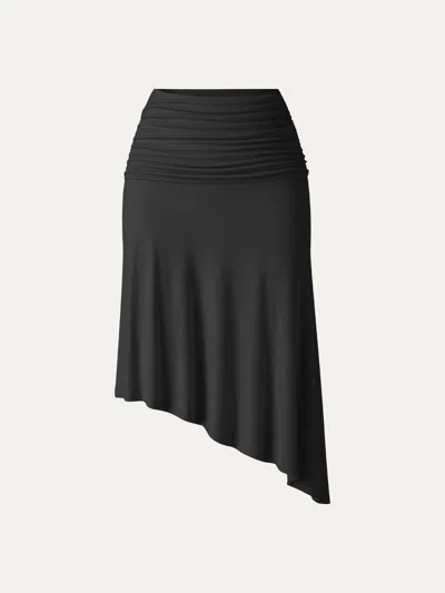 Oglmove Cooltouch Asymmetrical Ruched Skirt In Black