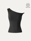 Oglmove Cooltouch Asymmetrical Shoulder Bra Top In Black