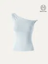 Oglmove Cooltouch Asymmetrical Shoulder Bra Top In Blue