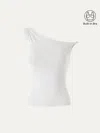 Oglmove Cooltouch Asymmetrical Shoulder Bra Top In White