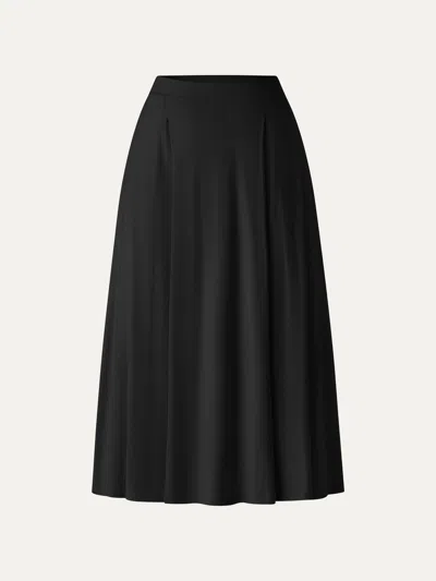 Oglmove Cooltouch Circle Flare Midi Skirt With Pockets In Black