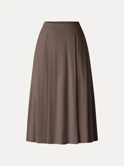 Oglmove Cooltouch Circle Flare Midi Skirt With Pockets In Brown