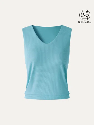 Oglmove Cooltouch Ease V-neck Wide Shoulder Bra Tank In Blue