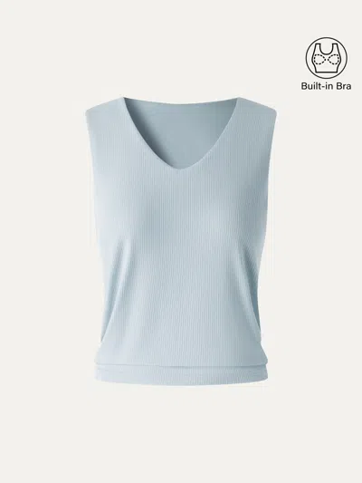 Oglmove Cooltouch Ease V-neck Wide Shoulder Bra Tank In Blue