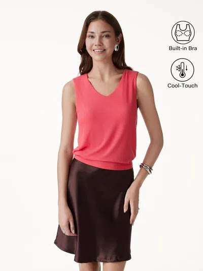 Oglmove Cooltouch Ease V-neck Wide Shoulder Bra Tank In Pink