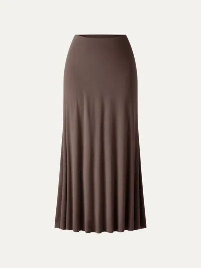 Oglmove Cooltouch Flowy Maxi Flared Skirt In Brown