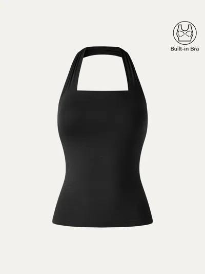 Oglmove Cooltouch Halter Going-out Bra Top In Black