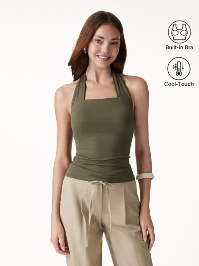 Oglmove Cooltouch Halter Going-out Bra Top In Green