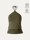 Oglmove Cooltouch Halter Ruched Hem Bra Top
