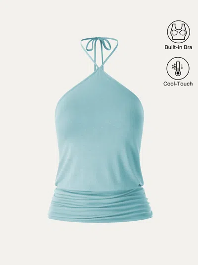 Oglmove Cooltouch Halter Ruched Hem Bra Top