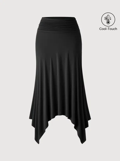 Oglmove Cooltouch Handkerchief Hem Ankled Skirt In Black