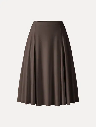 Oglmove Cooltouch Midi Circle Flare Skirt With Pockets In Brown