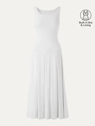 Oglmove Cooltouch Multi-wear Pleated Midi Bra Dress In White