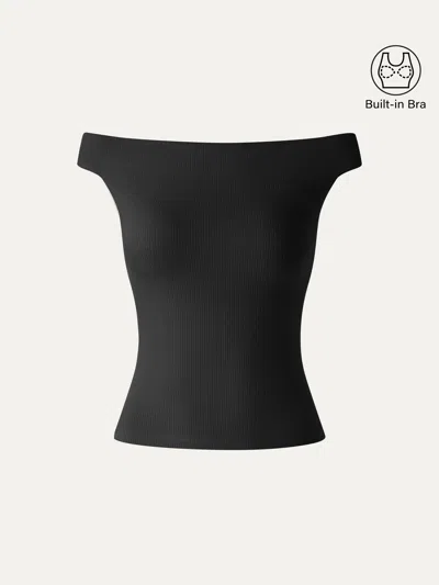 Oglmove Cooltouch Off-the-shoulder Contour Bra Top In Black