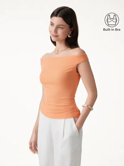 Oglmove Cooltouch Off-the-shoulder Contour Bra Top In Brown