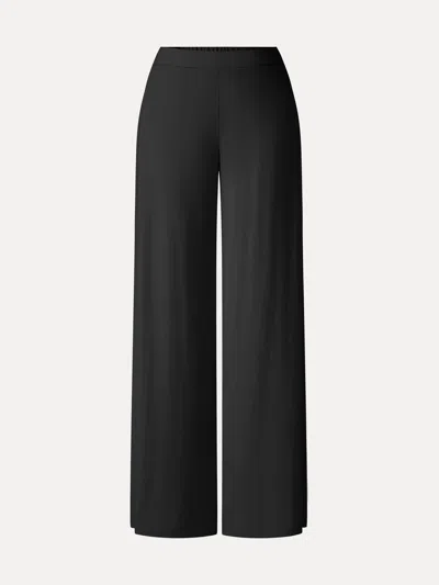 Oglmove Cooltouch Ponte Mid Rise Wide Leg Pants With Pockets In Black