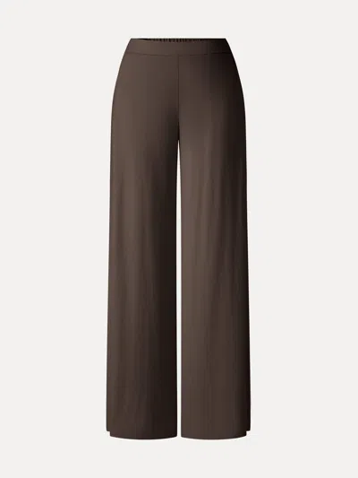 Oglmove Cooltouch Ponte Mid Rise Wide Leg Pants With Pockets In Brown