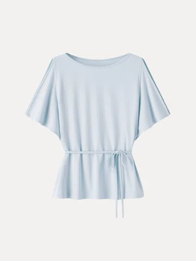 Oglmove Cooltouch Relaxed Boatneck Self-tie Top In Blue