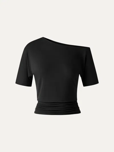 Oglmove Cooltouch Relaxed Short Sleeve Ruched Top In Multi