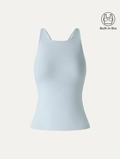 Oglmove Cooltouch Ribbed Racer Back Bra Tank In Blue