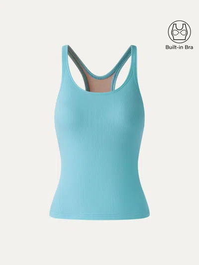 Oglmove Cool-touch Ribbed Scoop Neck Racer Back Bra Tank
