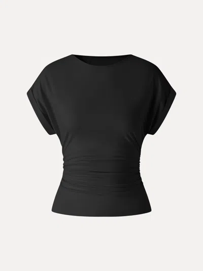 Oglmove Cooltouch Round Neck Ruched Tee In Black